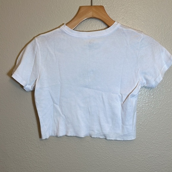 John Galt Brandy Melville White Heaven Sent Cropped Shirt - Picture 8 of 9
